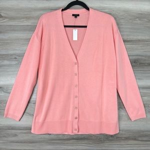NWT Talbots Women’s Pink Essential Cardigan Button Front Sweater Sz L